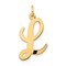 14K Yellow Gold Large Script Initial Letter L Charm Jewerly 22mm x 12mm